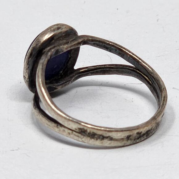 Antique Sterling Silver Size 4 Lapis Lazuli Ring - Picture 4 of 9
